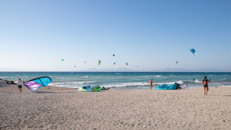 Kitesurfing Rhodes, Theologos - Beach setup